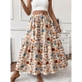 thumbnail image 4 of TEMOFON Womens High Waist Pleated Maxi Long Skirt Floral Swing Skirt Boho Beach Vacation Skirts with Pockets, 4 of 8