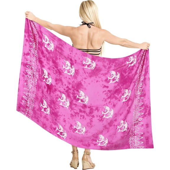 HAPPY BAY Women's Beachwear Summer Beach Wrap Bikini Wraps Sarong Coverups Skirt Bathing suit Swimsuit Swimwear Swim Cover up for Women One Size Pink, Dolphin