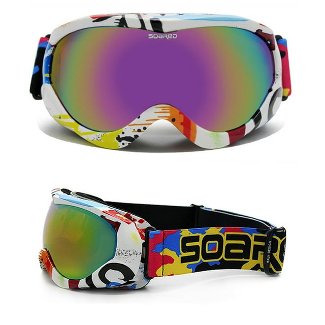 EGNMCR Riding Glasses Color Double Layer Anti-Fog Ski Goggles Windproof Mirror Outdoor Riding Goggles Ski goggles