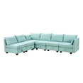 thumbnail image 5 of Oversized Modular Sectional Sofa Set, Upholstered U-Shaped Convertible Sofa Bed with Reversible Chaise and Storage, 6 Seater Modular Sofa Set for Home Office Apartment Living Room, Green, 5 of 9