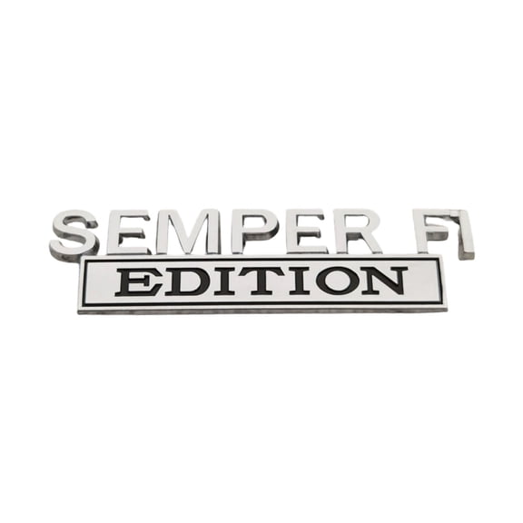 Semper FI Edition Car Emblem Metal Badge, Metal Side Emblem Badge Sticker Veteran Decal Replacement for Fender Tailgate Bumper Compatible with All Cars Truck SUV Auto Accessories (Silver&Black)
