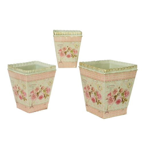 Dolce Mela French Country Planters Vintage 3 Piece Metal Pot Planter Set Walmart Com Walmart Com
