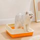 thumbnail image 2 of Heightening Semi Enclosed Cat Deep Toilet Anti Splashing Container Sifting Pet Litter Tray for Indoor Cats, Orange, 2 of 5