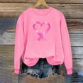 thumbnail image 3 of XPMWRP Women's Heart Graphic Print Breast Cancer Sweatshirts Loose Winter Warm Long Sleeve Crewneck Lightweight Pullover Pink XS, 3 of 4