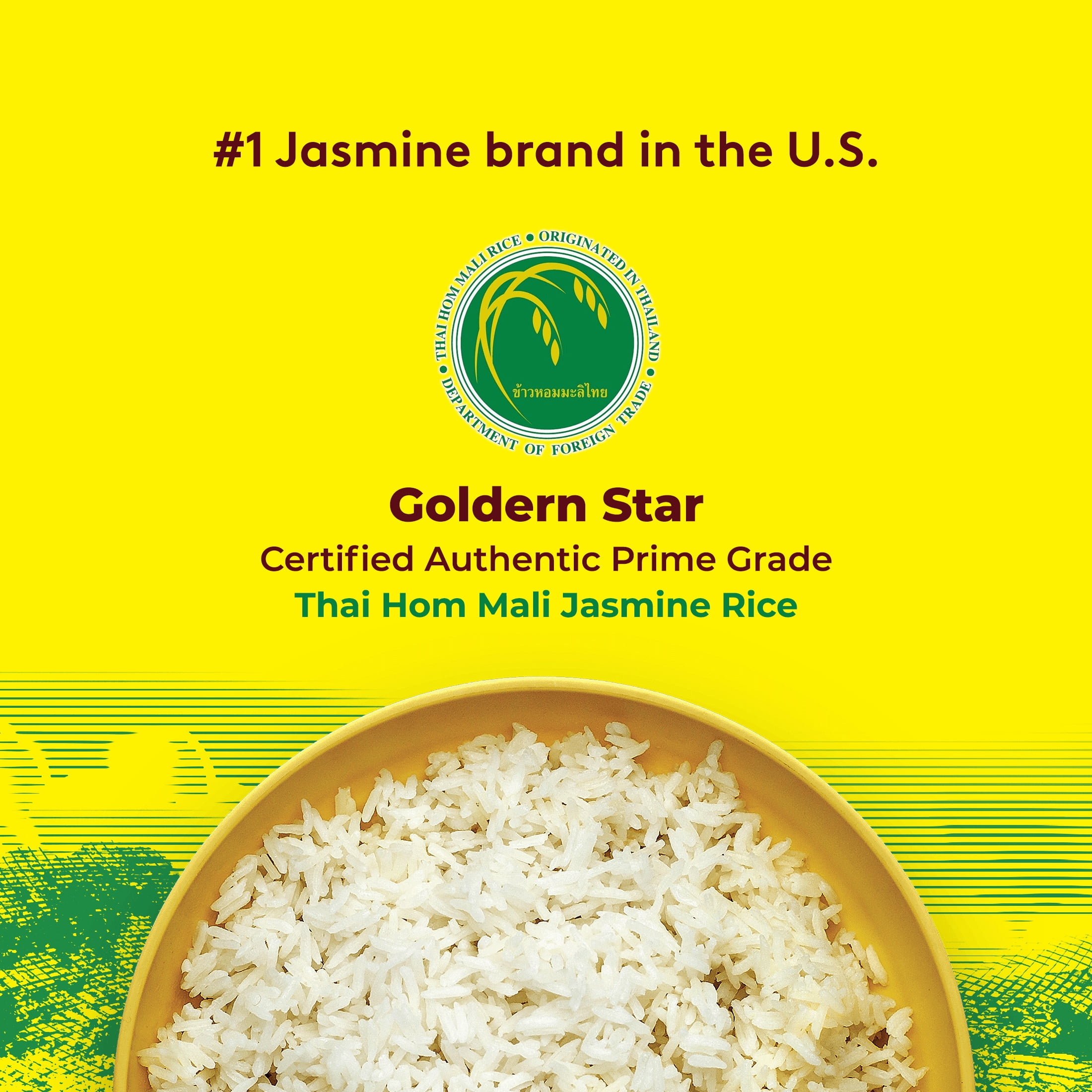 (12 pack) Golden Star Prime Grade Thai Hom Mali Jasmine Rice, 2 lb