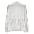thumbnail image 5 of Zunfeo Dressy Blouse for Women Lantern Sleeve Sequin Tops V-Neck Pleated Tunic Tops White, 5 of 7