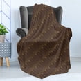 thumbnail image 3 of Ambesonne Art Deco Fleece Throw Blanket Brown Simple Vintage Motif 70"x90" Dark Brown and Sand Brown, 3 of 5