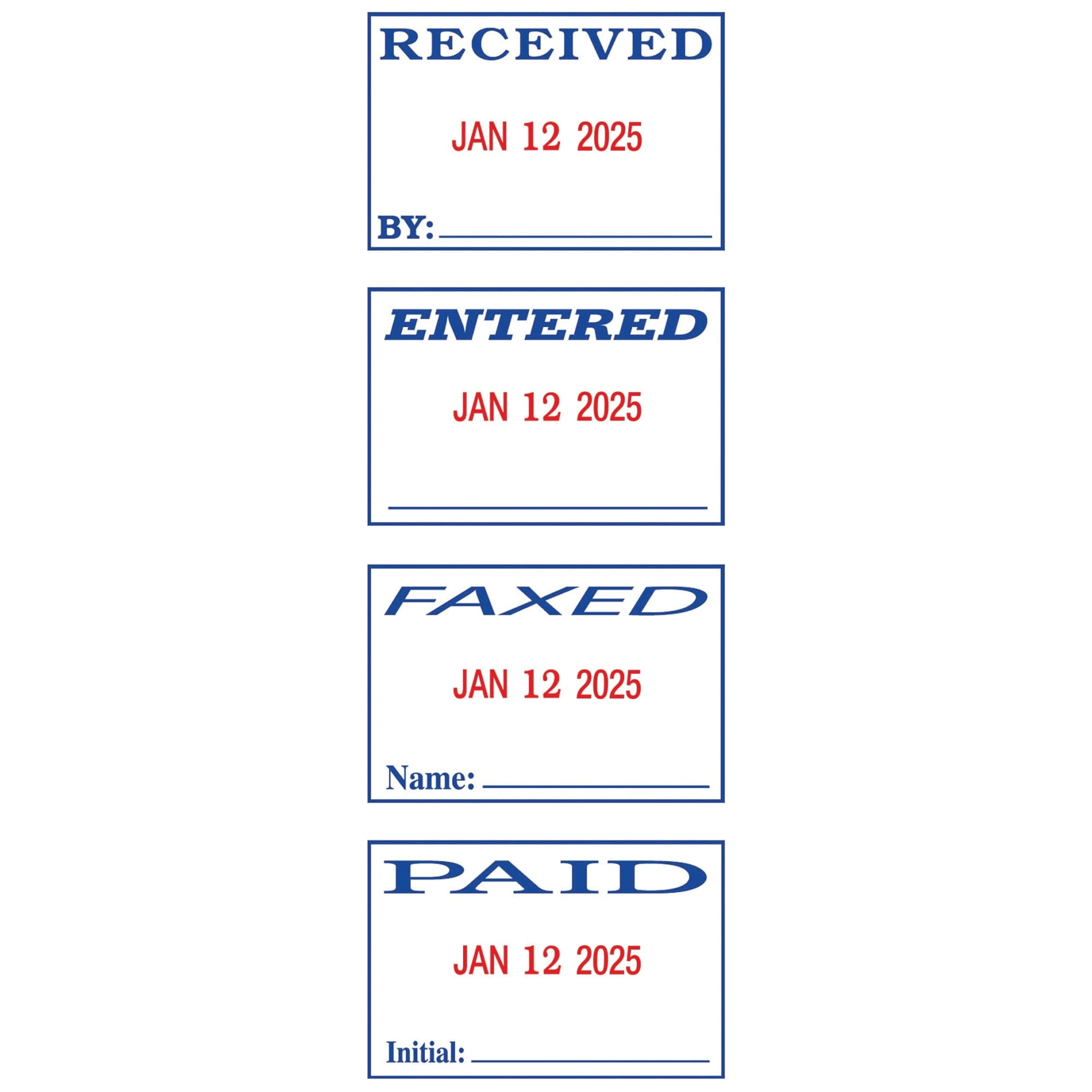 2000 Plus Red/Blue Ink Self-Inking Date and Message Stamp, 4 in 1