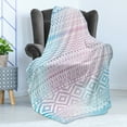 thumbnail image 4 of Afghan Soft Flannel Fleece Throw Blanket, Geometric Shapes with Triangles Rhombuses and Herringbone Zigzag Stripes, Cozy Plush for Indoor and Outdoor Use, 70" x 90", Lilac and Pale Blue, by Ambesonne, 4 of 5