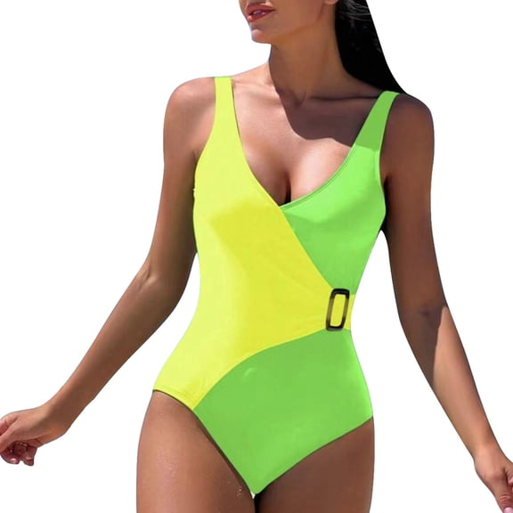 Womens One Piece Swimsuits Tummy Control Bathing Suits for Women Sexy Halter Solid Color Bikini Swimsuit