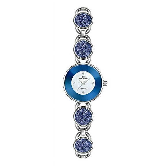 BS New Watch Sequined round Mermaid Blue Women's Watch Quartz Watch Popular Fashion New Korean Style