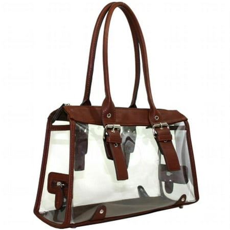 Brown Canvas Bag Ritz Enterprises C-007-BRN Womens Clear Transparent Purse Satchel Tote Beach Handbag, Brown ()