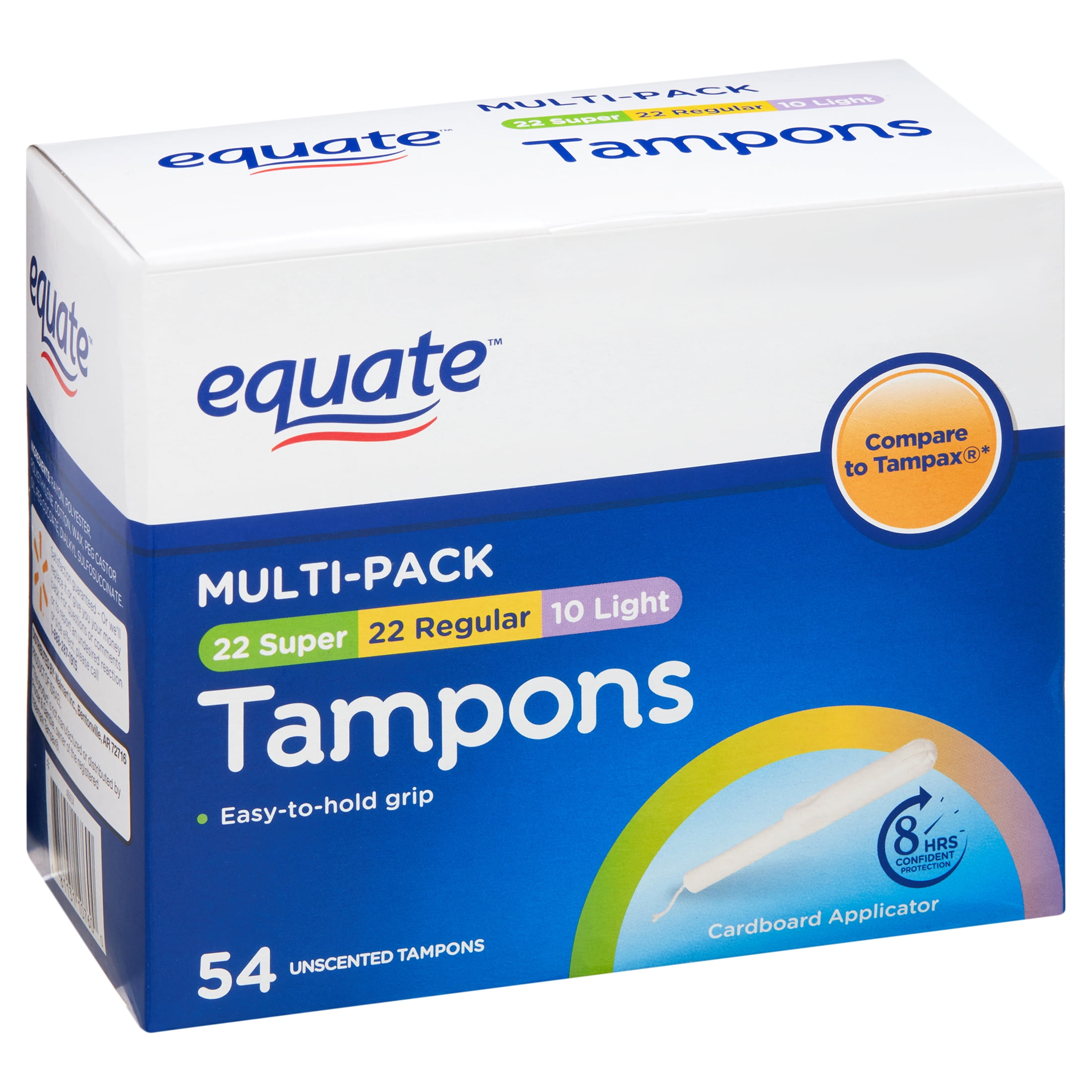 Equate Unscented Tampons With Cardboard Applicator Light, Regular
