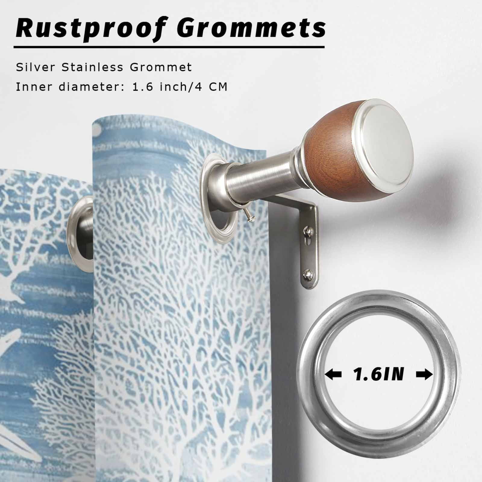 Summer Blue Ocean Outdoor Curtains for Patio, Vintage Nautical Sea Anchor Coral Shell Starfish Sunshade Privacy Drapes Grommet Waterproof Outside Curtains for Porch/Cabana/Balcony 54"x 108", 1 Panel