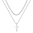 thumbnail image 1 of IEFSHINY Layered Cross Necklaces for Men Stainless Steel Chain Pendant Necklace for Men Fathers Day Gifts, 1 of 6