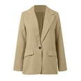 thumbnail image 5 of Gyexs Womens Blazer Business Casual Open Front Long Sleeve Blazers Lightweight Button Lapel Collar Slim Fashion Work Tops, Khaki, Size M, 5 of 6