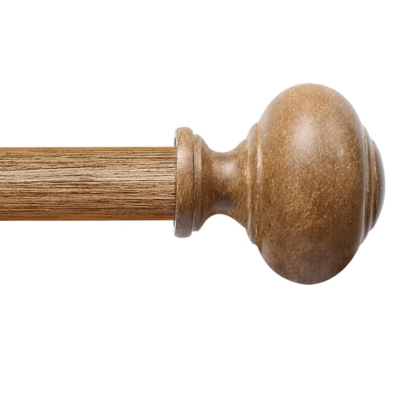 1 Pack Boho Rustic Adjustable Wood Curtain Rod 32-88 Inch