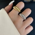 thumbnail image 2 of OPOLSKI Finger Ring Open Adjustable Exaggerated Unfading Vintage Decoration Personality Women Jewelry French Croissant Ring Golden, 2 of 7