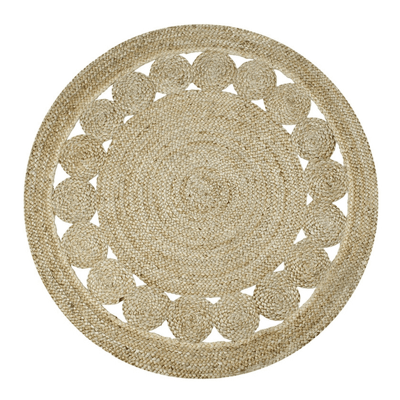 Jaipur Art And Craft braided 270x270 CM (9 x 9 Square feet)(105.30 x 105.30 Inch)Beige Round Jute AreaRug Carpet throw