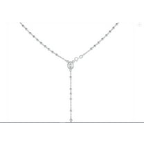 925 Sterling Silver Italian 3mm Rosary Beads Chain with Cross Necklace 20" Rosario