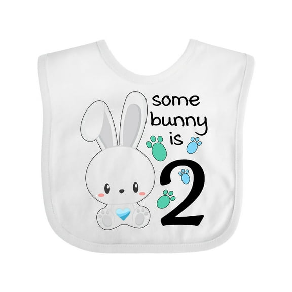 Inktastic Somebunny is Two-Second birthday bunny Boys or Girls Baby Bib