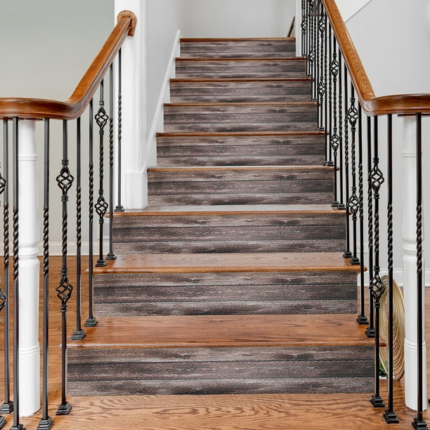 Calcomanías autoadhesivas para escaleras, 14 piezas de calcomanías de vinilo para decoración de escalones, madera