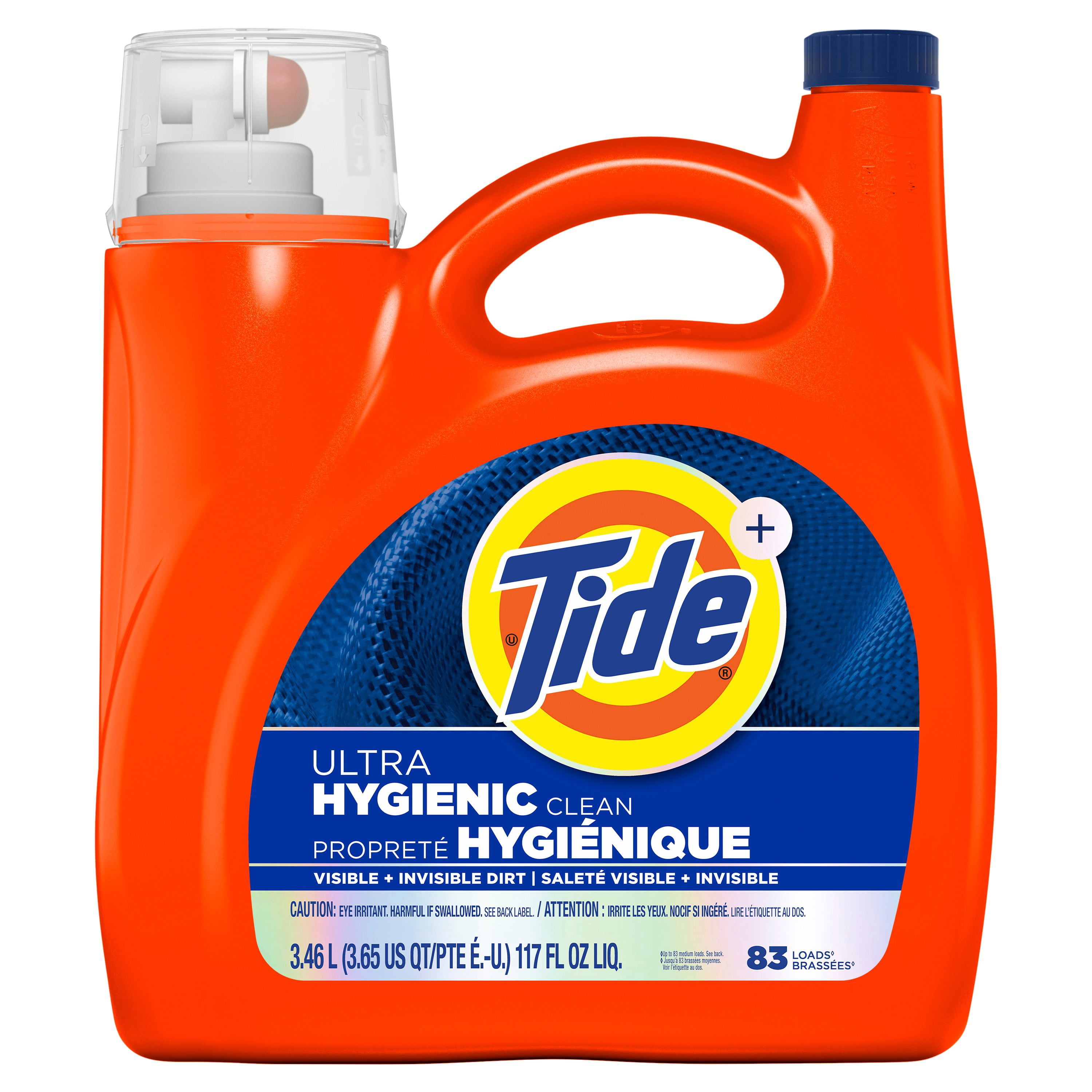 Détergent à lessive liquide Tide Ultra Propreté hygiénique, parfum original, 83 brassées, détergent à lessive liquide qui élimine la saleté visible et invisible