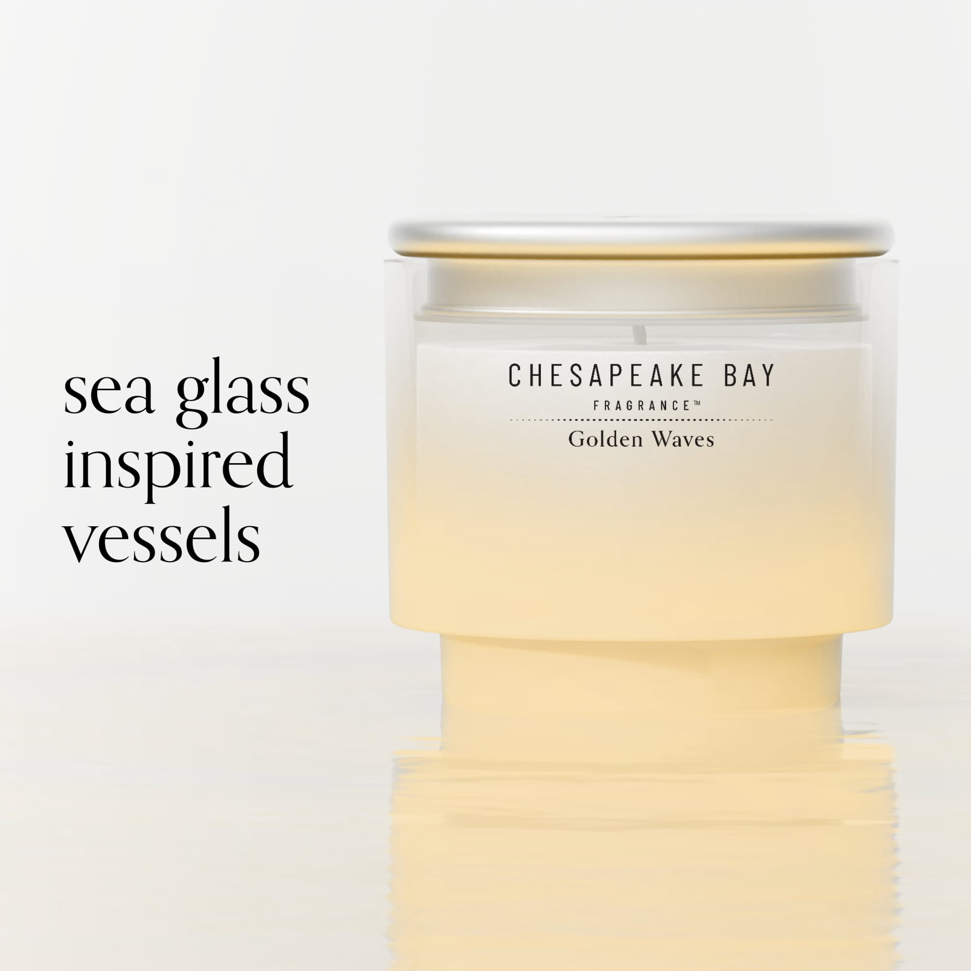 Chesapeake Bay Candle 4.5oz | Golden Waves Scent |Exclusive Mood Evoking Fragrance |Sea Glass-Inspired Jar | Premium Soy Blend Wax with Essential Oils | Coastal Fragrance for Home Décor or Gifting