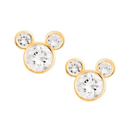 - Mickey Mouse 14Kt Gold Cz Stud Earrings Jewelry