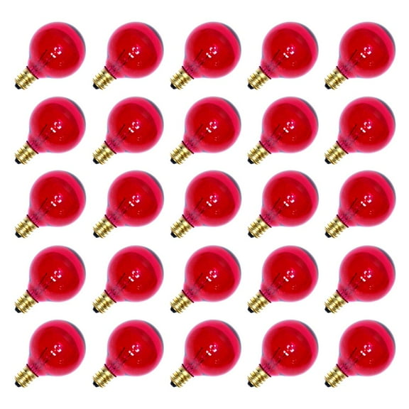 Sival 40128 - G40 Candelabra Screw Base Transparent Pink (25 pack) Christmas Light Bulbs