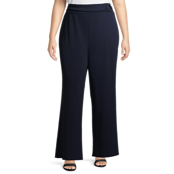 Heart N' Crush Plus Size Solid Wide Leg Pants with Foldover Waist