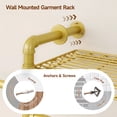 thumbnail image 3 of ROGALIS H4 Wall Mounted Clothes Rack, Industrial Pipe Closet Organizers System with 4 Telescopic Rod & 2 ordinary rods & 8 Shelves, Gold, 3 of 9