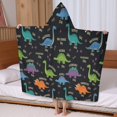 thumbnail image 5 of Black Dinosaurs with Weight Tags Hooded Bath Towel，60"x35" for Ages 3 To 12 Kids, Quick Dry Lightweight Soft Microfiber Hood Beach Towel Cover Up for Kids, 5 of 7
