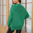 thumbnail image 5 of Jjayotai Women's Solid Knit Sweaters, 2024 Winter Crew Neck Drop Shoulder Long Sleeve Sweater, Oversized Casual Pullover Tops Green L, 5 of 5