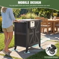 thumbnail image 5 of Betisef Outdoor Kitchen Cart with Stainless Steel Top, Rolling BBQ Prep Table with Storage Cabinet, Foldable Trash Bin & Towel Rack, Portable Grill Cart with Lockable Wheels for Patio Backyard, 5 of 10