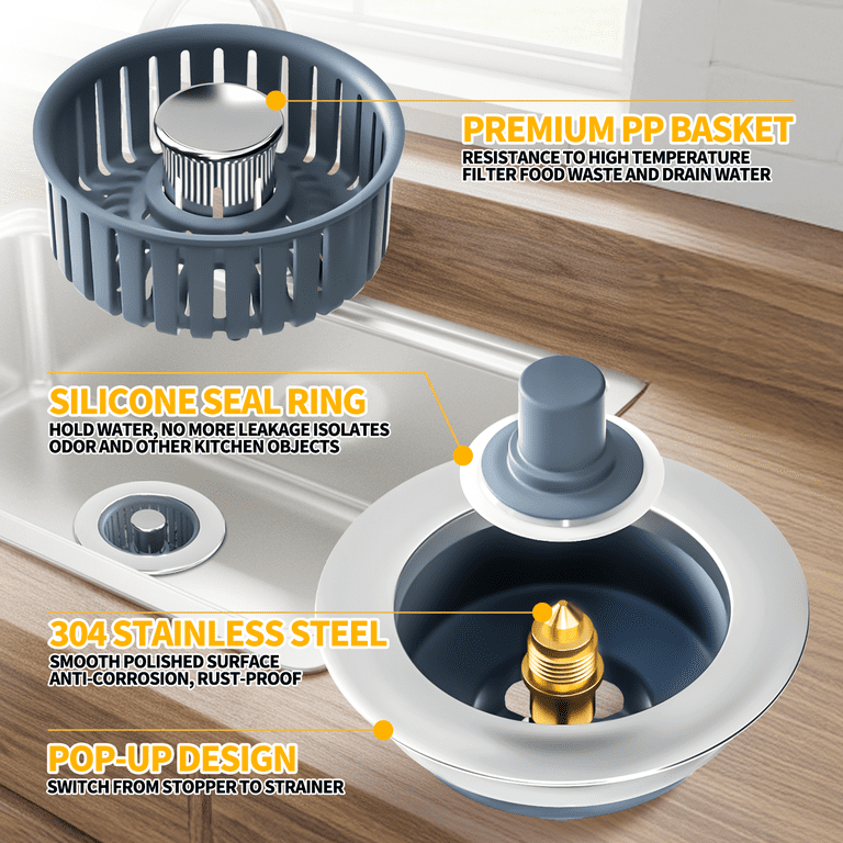 Propuri 3-in-1 Stainless Steel Sink Drain Strainer & Stopper photo 5