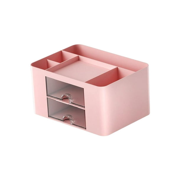 Organizer Pencil Storage Box with Drawers , Holding Marker, Pens, Remote  Controls, Smartphone and Other Small Items Portable Pink 