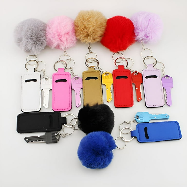 DESIGNICE 3Pcs Chapstick Holder Key Chain, Cute Keychain,Safety