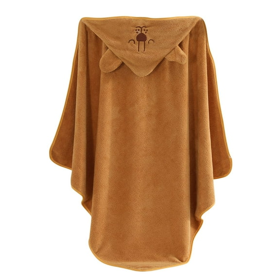 Cethrio Boys Flannel Bathrobes, Lightweight Hooded Winter Thermal Sleepwear Robes Brown Size 1-8T