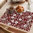 thumbnail image 3 of Red Flower Placemats Set of 1, Country Retro Pastoral Floral Leaf Pattern Non-Slip Place Mats Washable Table Mats for Kitchen Dining Table Decorations Indoor/Outdoor, 3 of 9