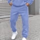thumbnail image 1 of Pantalones largos para hombre, lisos, a la moda, informales, con bolsillos, cintura elástica, pantalones largos, pantalones deportivos, pantalones de poliéster para hombre., 1 of 5