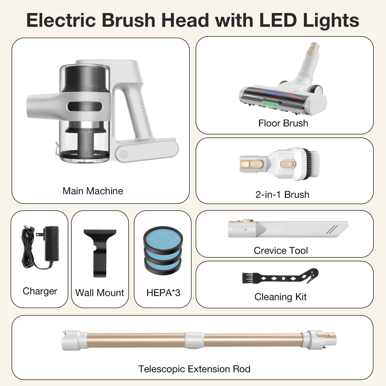MOOSOO Cordless Vacuum, Powerful But Quiet Stick Vacuum, Lightweight Vacuum Cleaner For Hard Floors, Carpets, Pet Hair