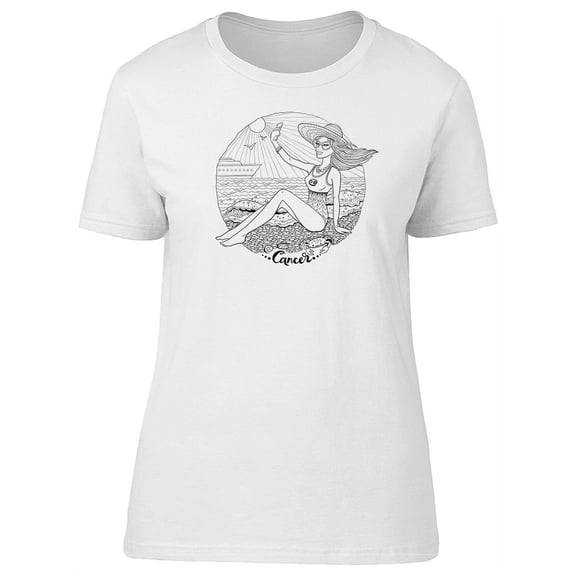 B&W Cancer Girl On Beach T-Shirt Women -Image by Shutterstock, Female x-Large