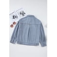 thumbnail image 5 of Retro Style Long Sleeve Denim Jacket: Sky Blue Stripe, Oversized Fit, 5 of 12