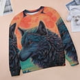 thumbnail image 6 of Colorful Lone Wolf Womens Casual Crewneck Sweatshirt Long Sleeve Tops Cute Pullover Loose Fit, 6 of 7