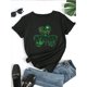 thumbnail image 2 of Women's St. Patrick's Day White T-Shirt - Casual Round Neck, Clover Print, Lightweight Polyester BleCamisetas de verano para mujer, manga corta, cuello redondo, casual, lindo, con gráficos, camisetas, 2 of 7