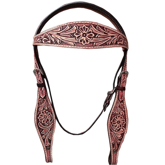 Western Horse Headstall Bridle American Leather Floral Carved Hilason