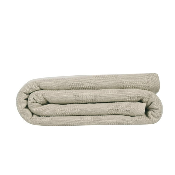 Linteum Textile Supply 100% Cotton Thermal Snag-Free Blanket (Taupe, Twin) 66x90 in