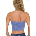 thumbnail image 3 of Zenana Women's Narrow Pattern Knit Washed Ribbed Bandeau Seamless Nylon Cropped Tube Top, 3 of 4