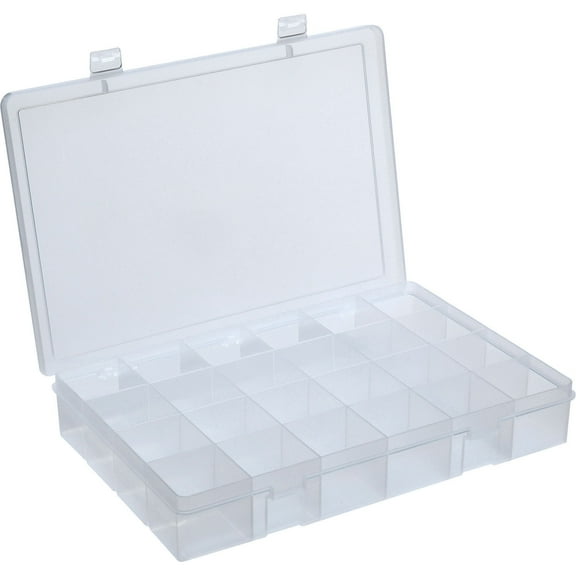 Durham Large Plastic Compartment Box, 24 Compartments, 13-1/8x9x2-5/16, Lot of 5